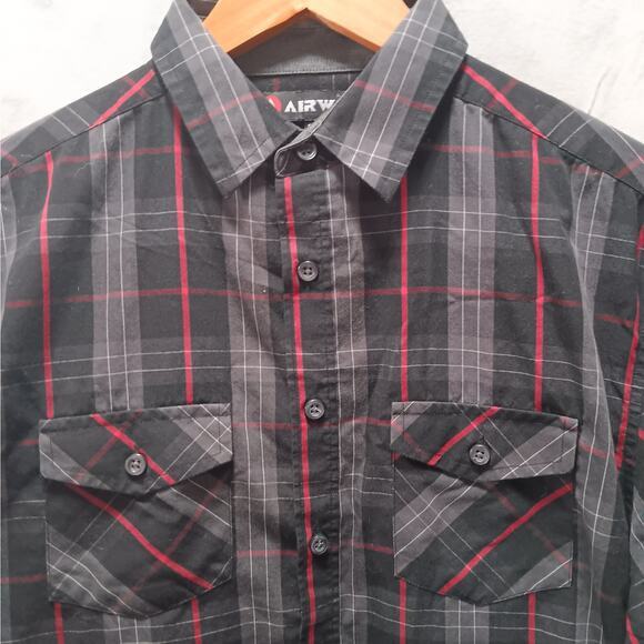 Airwalk Boys 14/16 Long Sleeved Top‎ Shirt Button-up Plaid - Picture 1 of 6